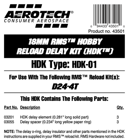 AeroTech HDK-01 RMS-18/20 Hobby Delay Kit (3-Pack) - 43501