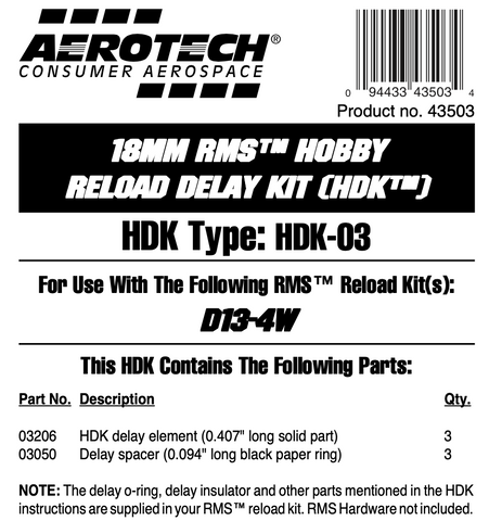 AeroTech HDK-03 RMS-18/20 Hobby Delay Kit (3-Pack) - 43503