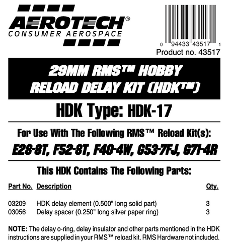 AeroTech HDK-17 RMS-29/40-120 Hobby Delay Kit (3-Pack) - 43517